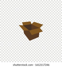 One open cardboard box in a flat style.