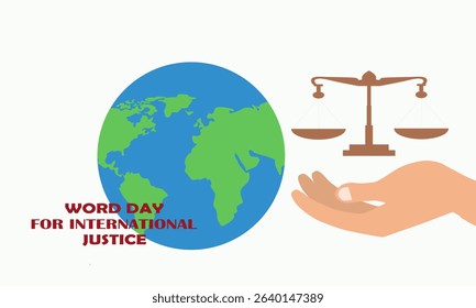 One Open Palms For World International Justice Day. Social justice day. Justice for all poster