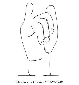 one open single drawn line art doodle hand, deaf, sign, finger, language, gesture. Isolated hand-drawn outline image on background. the letter J