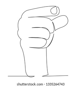 one open single drawn line art doodle hand, deaf, sign, finger, language, gesture. Isolated hand-drawn outline image on background. the letter G