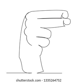 one open single drawn line art doodle hand, deaf, sign, finger, language, gesture. Isolated hand-drawn outline image on background. the letter H