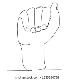 one open single drawn line art doodle hand, deaf, sign, finger, language, gesture. Isolated hand-drawn outline image on background. the letter A