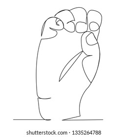 one open single drawn line art doodle hand, deaf, sign, finger, language, gesture. Isolated hand-drawn outline image on background. the letter O