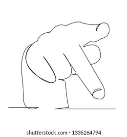 one open single drawn line art doodle hand, deaf, sign, finger, language, gesture. Isolated hand-drawn outline image on background. the letter P
