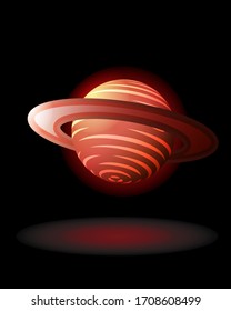 Ein orangefarbener Planet im Dunkeln 