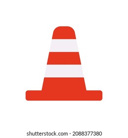 One orange traffic cone on white background