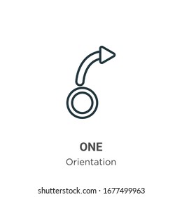 One outline vector icon. Thin line black one icon, flat vector simple element illustration from editable orientation concept isolated stroke on white background
