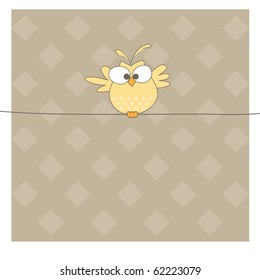 One Owl on the rope. Vector illustration