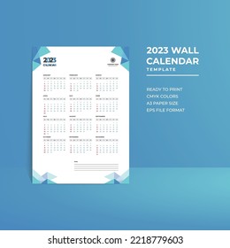 One page 2023 wall calendar template