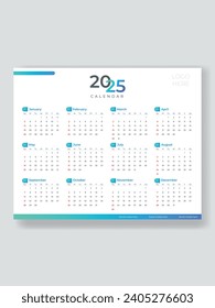 One page 2025 calendar design template for business corporate office