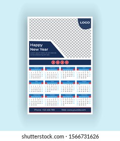 One Page Calendar 2020 Template