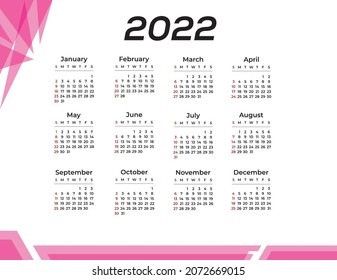 PLANTILLA DE VECTOR de un calendario de una página 2022