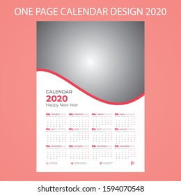 One Page Calendar Design 2020