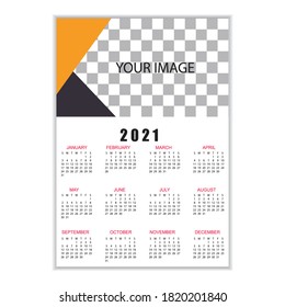 one page calendar design 2021 template, Stationery design, calendar planner, new year 2021 calendar