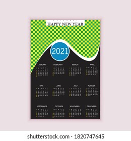 one page calendar design 2021 template, Stationery design, calendar planner, new year 2021 calendar