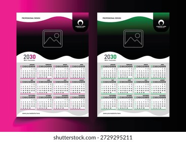 exemplo de design de calendário de uma página 