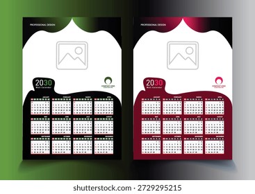 Ejemplo de diseño de calendario de una página 
