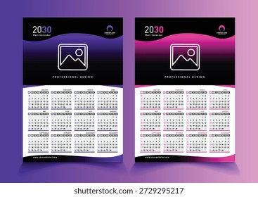 exemplo de design de calendário de uma página 