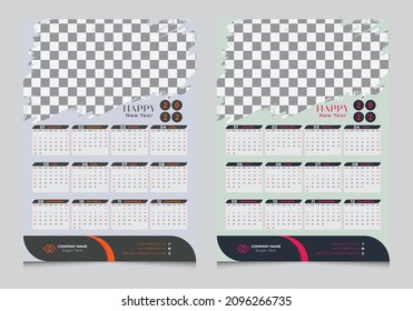 One page calendar design Template, wall Calendar, 2022