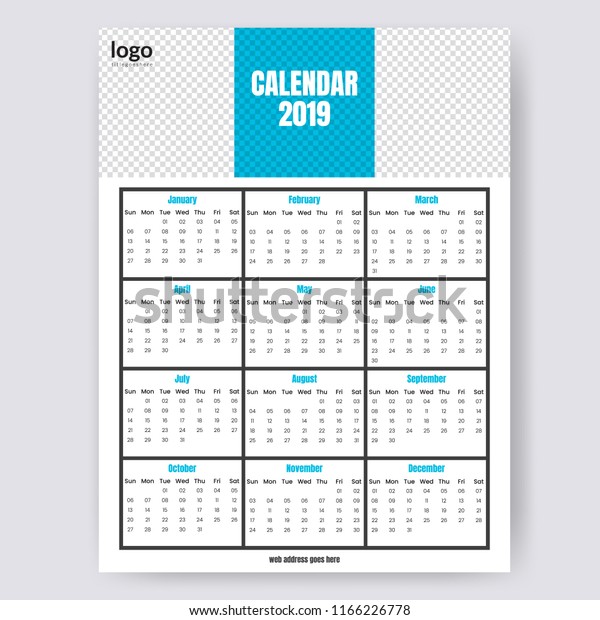 One Page Calender Design Colorful Wall Stock Vector (Royalty Free ...