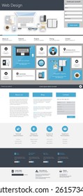 One page Falt Website Design Template. Vector Eps10