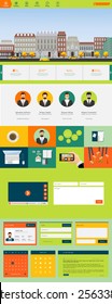 One page flat website design, huge collection website elements.
