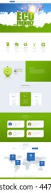 One Page Green Eco Website Template layout. Vector design of website elements, ui ux kit.