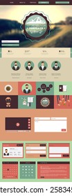 One Page Hipster Website Template design. Vector eps10