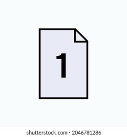 Icono de una página. Símbolo de papel único - vector. 
