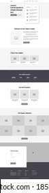 One page landing website design template for business. Landing page ux ui wireframe. Flat modern responsive design. website: home, about, subject, teacher, gallery, fun fact, map, footer