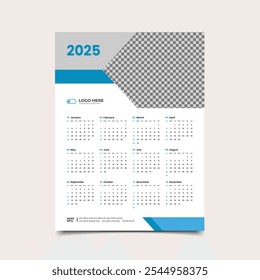 One page Modern wall custom calendar design 2025.
