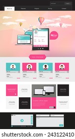 One Page Modern Website template in editable vector format 