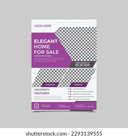 One Page Real Estate Flyer Template Design,Corporate Colorful Real Estate Template.