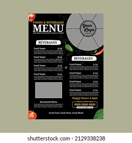 One Page Restaurant Food Menu Template