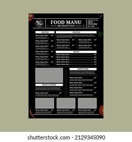 One page Restaurant Food Menu Template