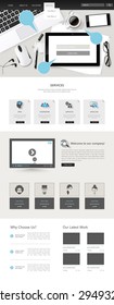 One Page Vector Corporate Website Template Desgin, Office Theme