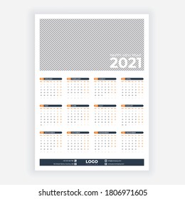 One page wall calendar 2021, Creative wall calendar 2021