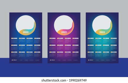 Plantilla de Calendario de pared de una página 2022