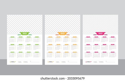 Plantilla de Calendario de pared de una página 2022