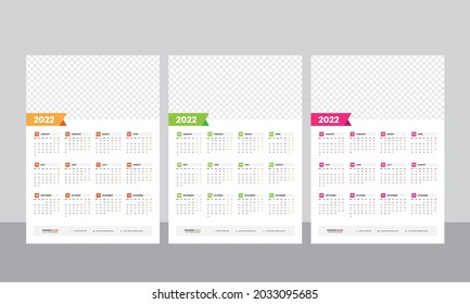 Plantilla de Calendario de pared de una página 2022