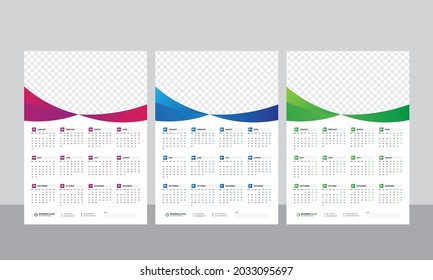 Plantilla de Calendario de pared de una página 2022