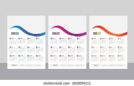 One Page Wall Calendar 2022 Template