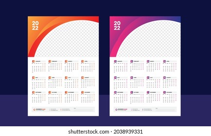 One Page Wall Calendar 2022 Template