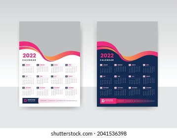 One Page Wall Calendar 2022 Corporate Company Happy New Year Monthly Planer Wall Calendar 2022