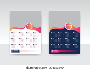 One Page Wall Calendar 2022 Corporate Company Happy New Year Monthly Planer Wall Calendar 2022