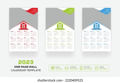 One Page Wall Calendar 2023 Or Monthly Plan Modern Corporate One Page Creative Wall Calendar 2023 Template