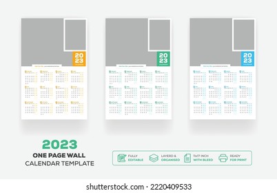 One Page Wall Calendar 2023 Or Monthly Plan Modern Corporate One Page Creative Wall Calendar 2023 Template