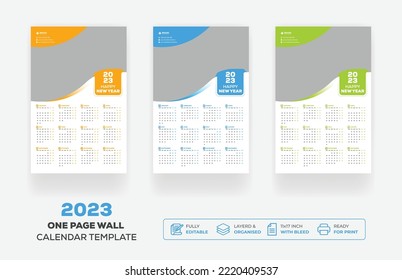 One Page Wall Calendar 2023 Or Monthly Plan Modern Corporate One Page Creative Wall Calendar 2023 Template