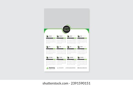 one page wall calendar 2024 template