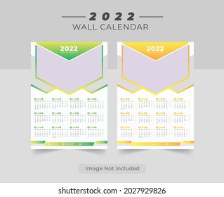 One page wall calendar design template 2022, colorful 12 months one-page calendar